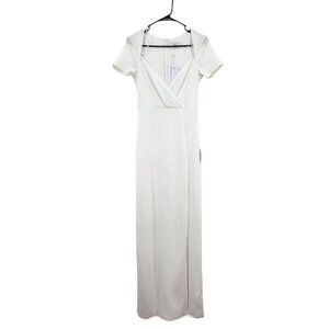 Lulus Women's Eternal Elegance White Surplice Short Sleeve Maxi Dress Sz S